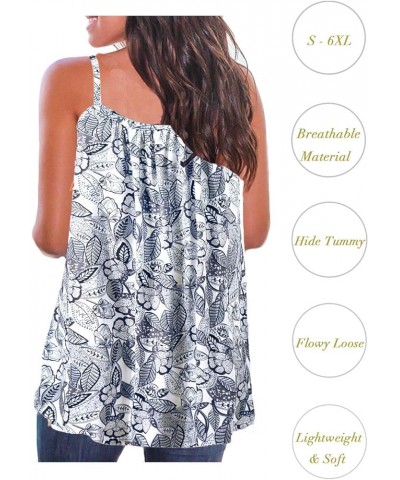 Print Long Vest,Flowy Tank Top for Women,Loose Cami,Pleated Dressy Swing Spaghetti Strap Camisole Leaf Black $14.26 Tanks