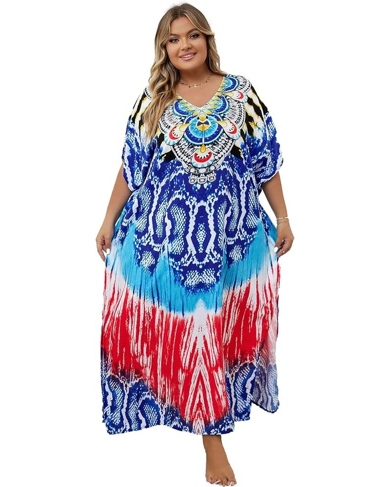 Women's wave neck Turkish caftan Ethnic Print kaftans Floral Print Over Sized Caftans Lounge wear Pang 1066-11 $19.71 Swimsuits