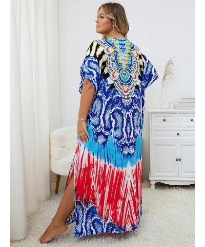 Women's wave neck Turkish caftan Ethnic Print kaftans Floral Print Over Sized Caftans Lounge wear Pang 1066-11 $19.71 Swimsuits