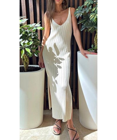 Women Crochet Knit Maxi Dresses Y2K Hollow Out Long Dresses Halter Neck Bodycon Dress Retro Party Dress Clubwear K-white $16....