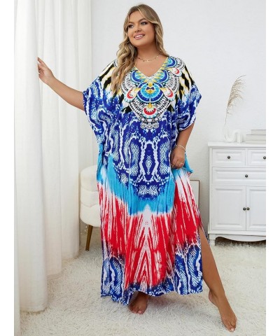 Women's wave neck Turkish caftan Ethnic Print kaftans Floral Print Over Sized Caftans Lounge wear Pang 1066-11 $19.71 Swimsuits