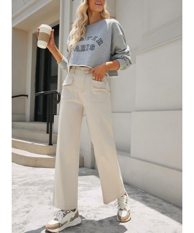 Women's High Waist Baggy Jeans Straight Wide Leg Casual Cargo Pants Jean for Women Fashion Y2K Denim Pants Off-white $17.69 J...