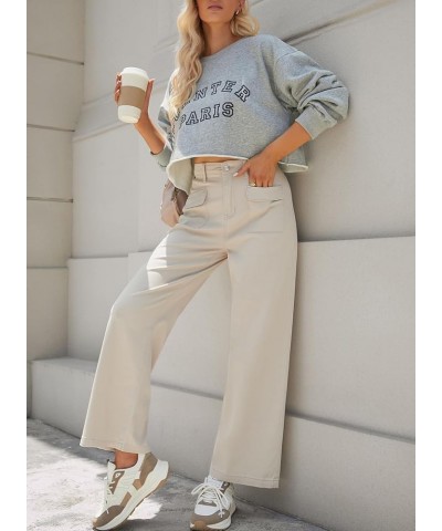 Women's High Waist Baggy Jeans Straight Wide Leg Casual Cargo Pants Jean for Women Fashion Y2K Denim Pants Off-white $17.69 J...