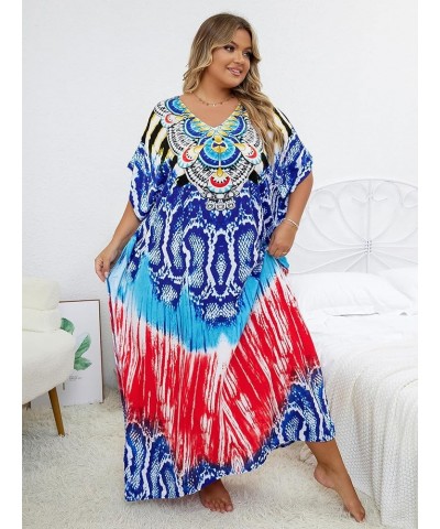 Women's wave neck Turkish caftan Ethnic Print kaftans Floral Print Over Sized Caftans Lounge wear Pang 1066-11 $19.71 Swimsuits