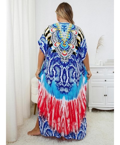 Women's wave neck Turkish caftan Ethnic Print kaftans Floral Print Over Sized Caftans Lounge wear Pang 1066-11 $19.71 Swimsuits