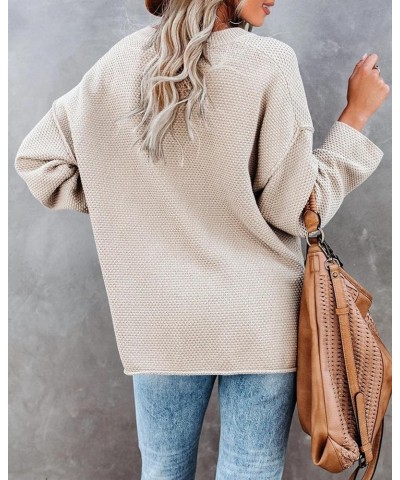 Women's Oversized Sweaters Batwing Long Sleeve Loose V Neck Button Henley Tops Pullover Knit Jumper As Show $18.04 Sweaters