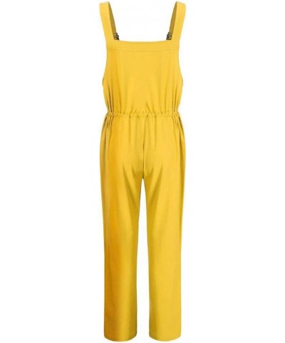 Women's Casual Cotton Linen Plus Size Overalls Baggy Wide Leg Pants Loose Rompers Jumpsuit (950 Yellow 3XL) $11.42 Overalls