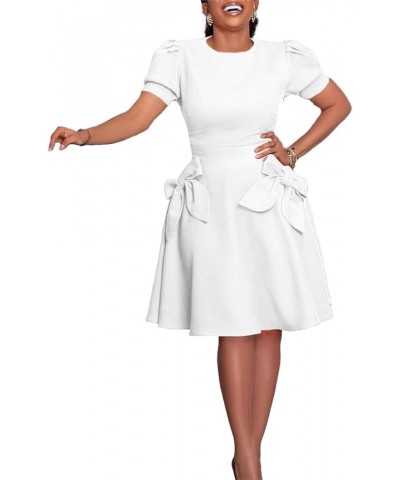 Elegant Dresses for Women Sexy Church Short Ruffles Sleeve Business Pencil Vintage Peplum Dress Wear to Work White $10.40 Dre...