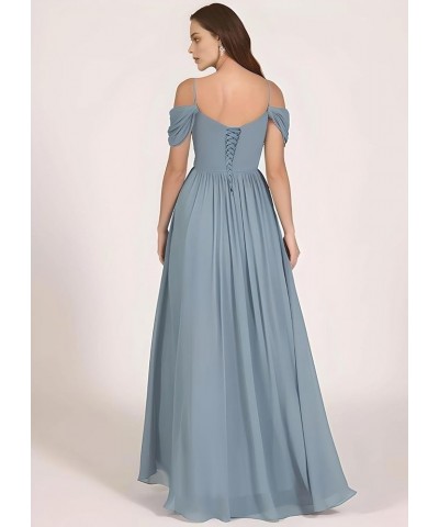 Women's Off The Shoulder Bridesmaid Dresses for Wedding Long A-Line Chiffon Formal Gown with Slit Purple $41.24 Dresses