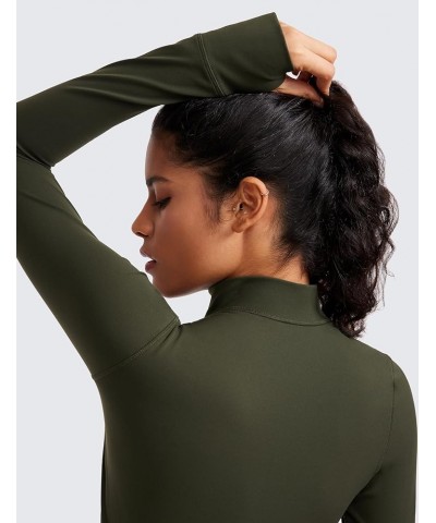 Womens Butterluxe Full Zip Cropped Workout Jackets Slim Fit Athletic Yoga Jacket with Thumb Holes Olive Green $21.15 Jackets