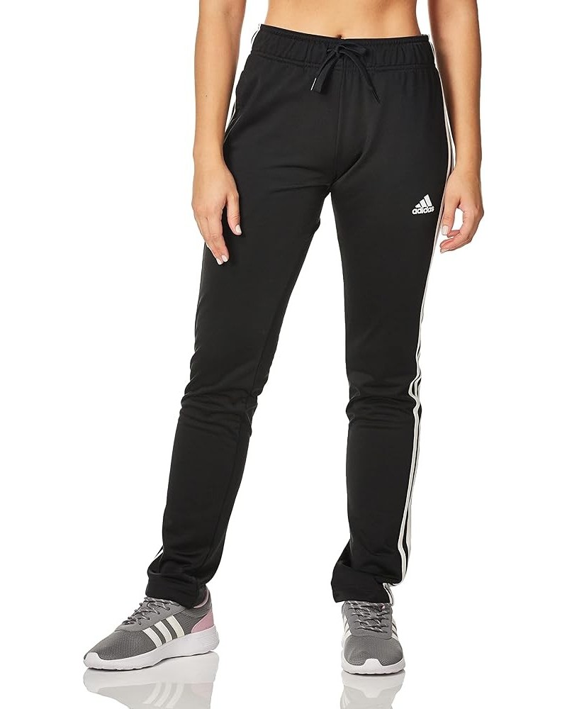 Women's Warm-up Tricot Regular 3-Stripes Track Pants Black $17.89 Pants