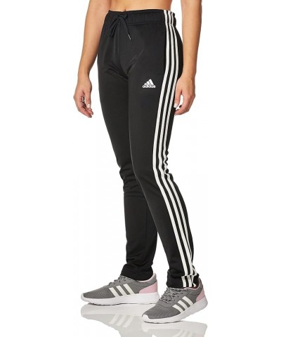 Women's Warm-up Tricot Regular 3-Stripes Track Pants Black $17.89 Pants