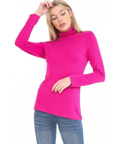 Women's Lightweight Long Sleeve Turtleneck Top Pullover Sweater (S-3XL) Mtt001_fuchsia $10.78 Sweaters