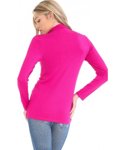 Women's Lightweight Long Sleeve Turtleneck Top Pullover Sweater (S-3XL) Mtt001_fuchsia $10.78 Sweaters