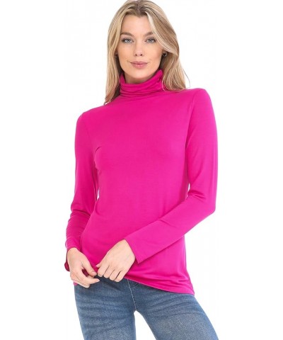 Women's Lightweight Long Sleeve Turtleneck Top Pullover Sweater (S-3XL) Mtt001_fuchsia $10.78 Sweaters