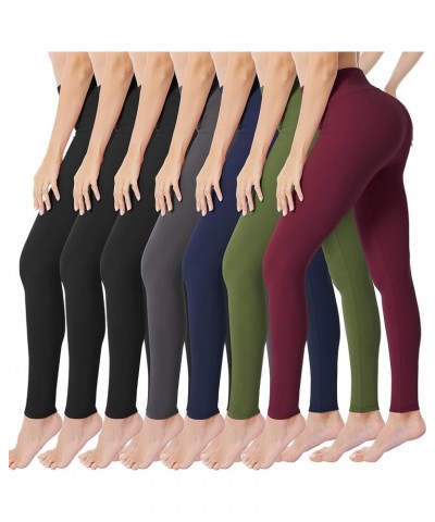 High Waisted Leggings for Women Buttery Soft Stretchy Tummy Control Workout Yoga Running Pants One&Plus Size 7 Packs-black*3/...