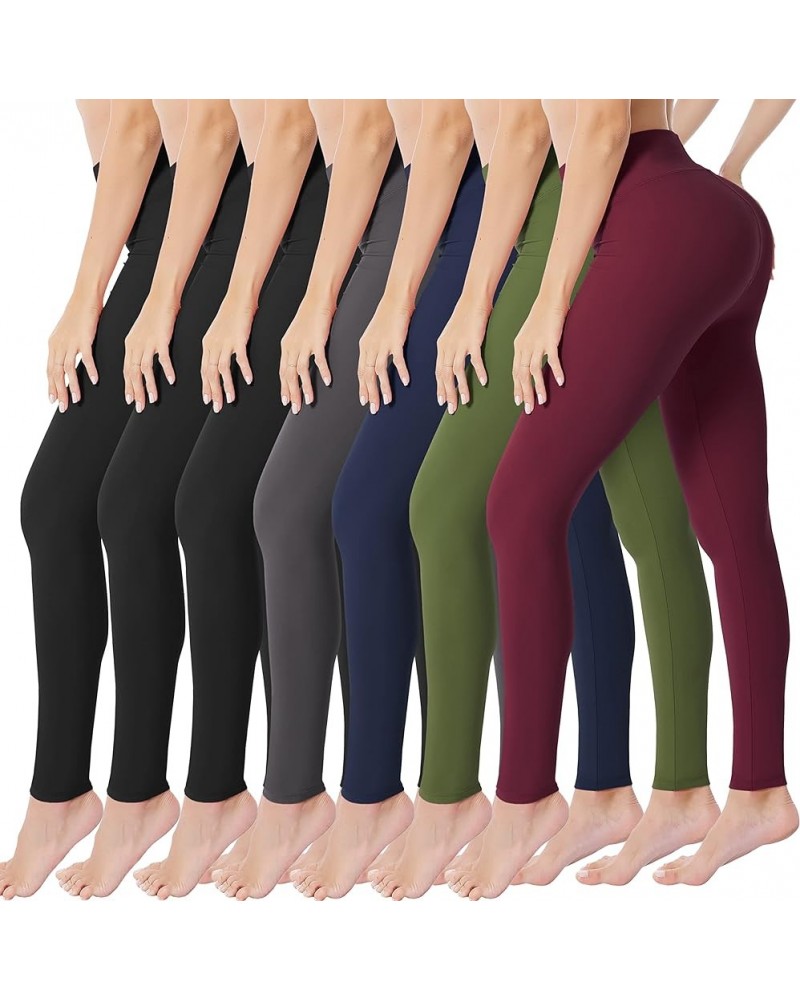 High Waisted Leggings for Women Buttery Soft Stretchy Tummy Control Workout Yoga Running Pants One&Plus Size 7 Packs-black*3/...