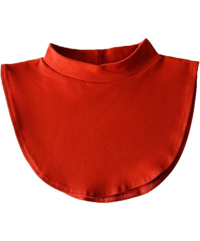 Detachable Cotton Fake Collar False Mock Neck Half Top Blouse Dickey Collar Neck Warmer Shoulder Cover Red E $8.20 Blouses