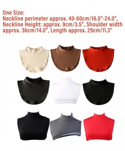 Detachable Cotton Fake Collar False Mock Neck Half Top Blouse Dickey Collar Neck Warmer Shoulder Cover Red E $8.20 Blouses