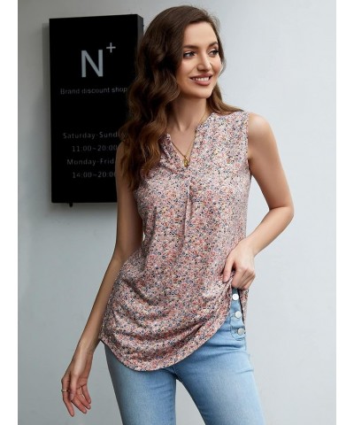 Women Summer Casual Short Sleeve T-Shirts V Neck Tops Short Sleeve Loose Fit Tunic Blouses Floral Pink Blue $11.76 Tops