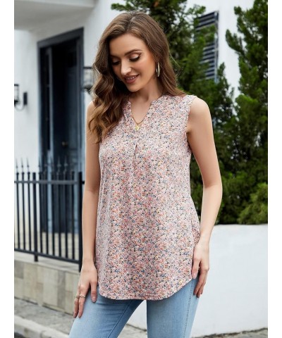 Women Summer Casual Short Sleeve T-Shirts V Neck Tops Short Sleeve Loose Fit Tunic Blouses Floral Pink Blue $11.76 Tops