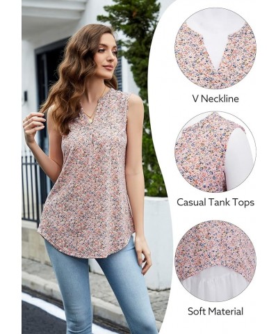 Women Summer Casual Short Sleeve T-Shirts V Neck Tops Short Sleeve Loose Fit Tunic Blouses Floral Pink Blue $11.76 Tops