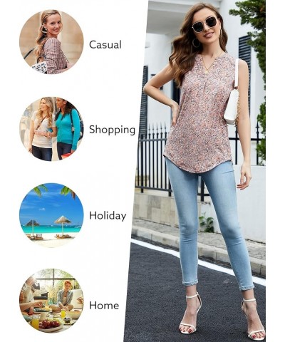 Women Summer Casual Short Sleeve T-Shirts V Neck Tops Short Sleeve Loose Fit Tunic Blouses Floral Pink Blue $11.76 Tops