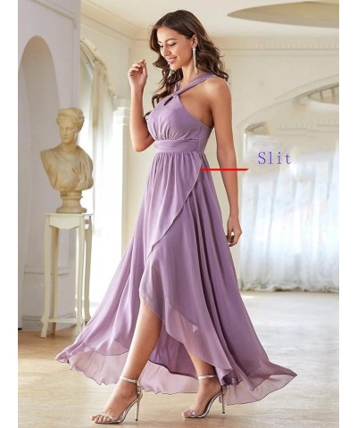 High Low Chiffon Bridesmaid Dresses Open Back A Line Maxi Evening Party Gowns for Women Formal Wedding 2022 Burnt Orange $45....