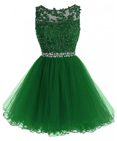 Women's Short Tulle Homecoming Dress Lace Cocktail Prom Graduation Gowns Emerald Green $32.25 Dresses