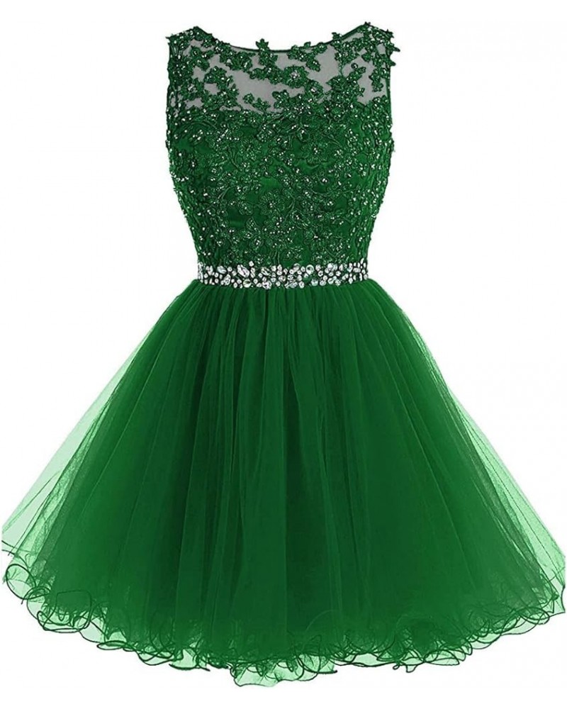 Women's Short Tulle Homecoming Dress Lace Cocktail Prom Graduation Gowns Emerald Green $32.25 Dresses