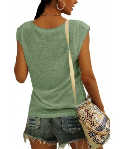 Womens' Cap Sleeve Casual Loose Fit Basic Shirts Tank Tops Light Green $10.55 Tanks