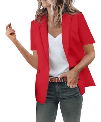 plus Size Women Winter Coats Women Casual Solid Single Button Lapel Short Sleeve Slim Suit Sailor Winter Coat Red $13.98 Jackets