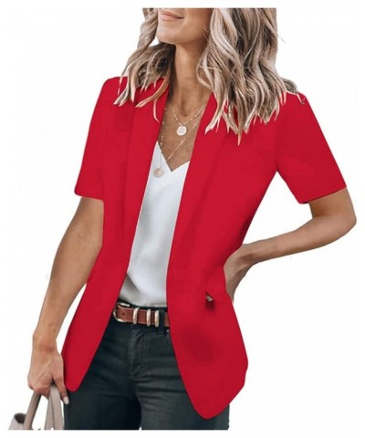 plus Size Women Winter Coats Women Casual Solid Single Button Lapel Short Sleeve Slim Suit Sailor Winter Coat Red $13.98 Jackets