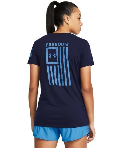 Women's New Freedom Flag T-Shirt (410) Midnight Navy / / Viral Blue $16.50 Activewear