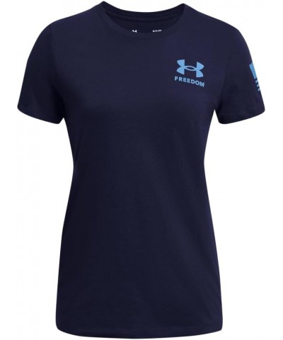 Women's New Freedom Flag T-Shirt (410) Midnight Navy / / Viral Blue $16.50 Activewear