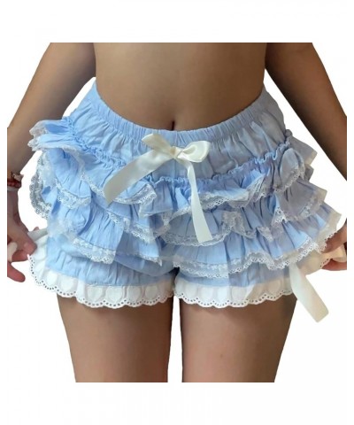 Women 's Lace Shorts High Stretchy Waist Bodycon Sheer Bottoms Layered Biker Shorts Crochet Y2k Mini Hot Pants 69blue $9.68 S...