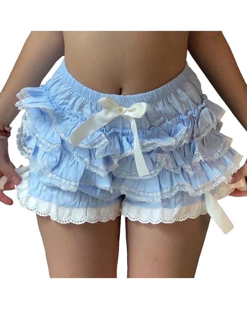 Women 's Lace Shorts High Stretchy Waist Bodycon Sheer Bottoms Layered Biker Shorts Crochet Y2k Mini Hot Pants 69blue $9.68 S...