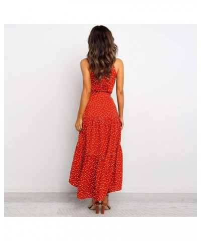 Summer Dresses for Women Maxi Sexy Strap Dress Bohemian Long Casual Dresse Halter Backless Beach Sundress Cover Up A6-orange ...