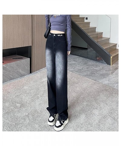 Patchwork Jeans for Women High Waisted Straight Leg Stretch Denim Pants Girls Fashion Color Block Patch Jeans Cc Black $16.00...