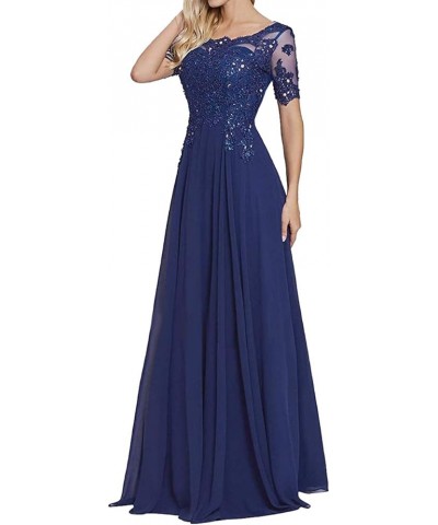 Mother of The Bride Dresses Long Evening Formal Dress Lace Applique Beaded Maxi Short Sleeve for Women Regency $43.68 Dresses