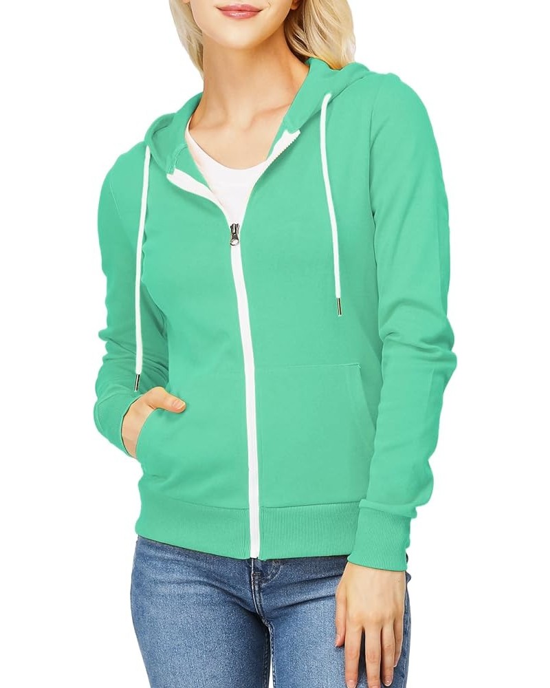 Women's Slim Fit Zip Up Hoodie Lightweight Long Sleeve Kangaroo Pocket Basic Casual wear Oscwohol030-spearmint $16.91 Hoodies...