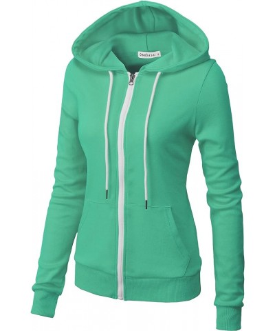 Women's Slim Fit Zip Up Hoodie Lightweight Long Sleeve Kangaroo Pocket Basic Casual wear Oscwohol030-spearmint $16.91 Hoodies...