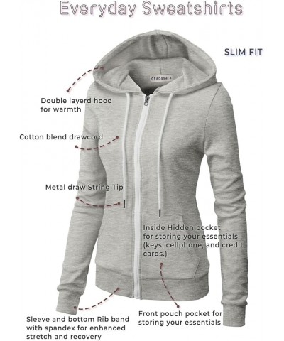 Women's Slim Fit Zip Up Hoodie Lightweight Long Sleeve Kangaroo Pocket Basic Casual wear Oscwohol030-spearmint $16.91 Hoodies...