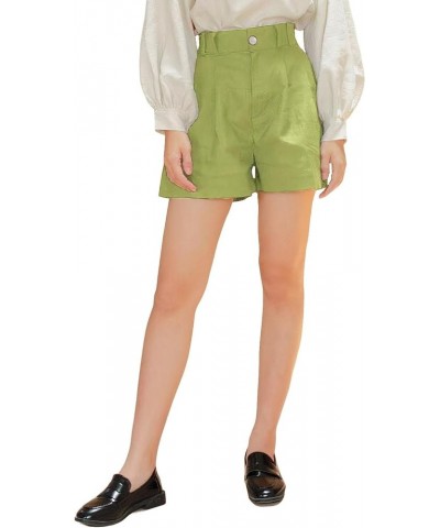 Women High Waisted Linen Shorts with Pockets Hourglass Linen Relaxed Shorts Sage $17.88 Shorts