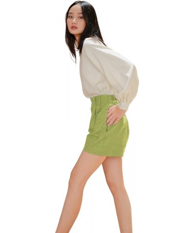 Women High Waisted Linen Shorts with Pockets Hourglass Linen Relaxed Shorts Sage $17.88 Shorts