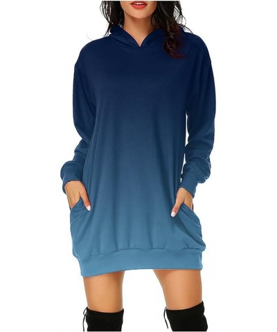 Womens Hooded Sweatshirt Dress Neon Color Hoodies Pullover Hooded Comfy Tunic Dress Fall Fashion Outfits Clothing J06-navy $9...