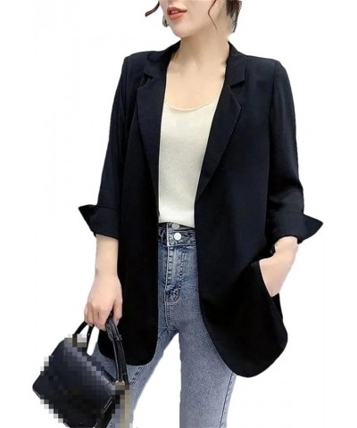 Women Chiffon Thin Loose Spring Summer Autumn Casual Office Work Blazer Jacket Black $25.10 Blazers