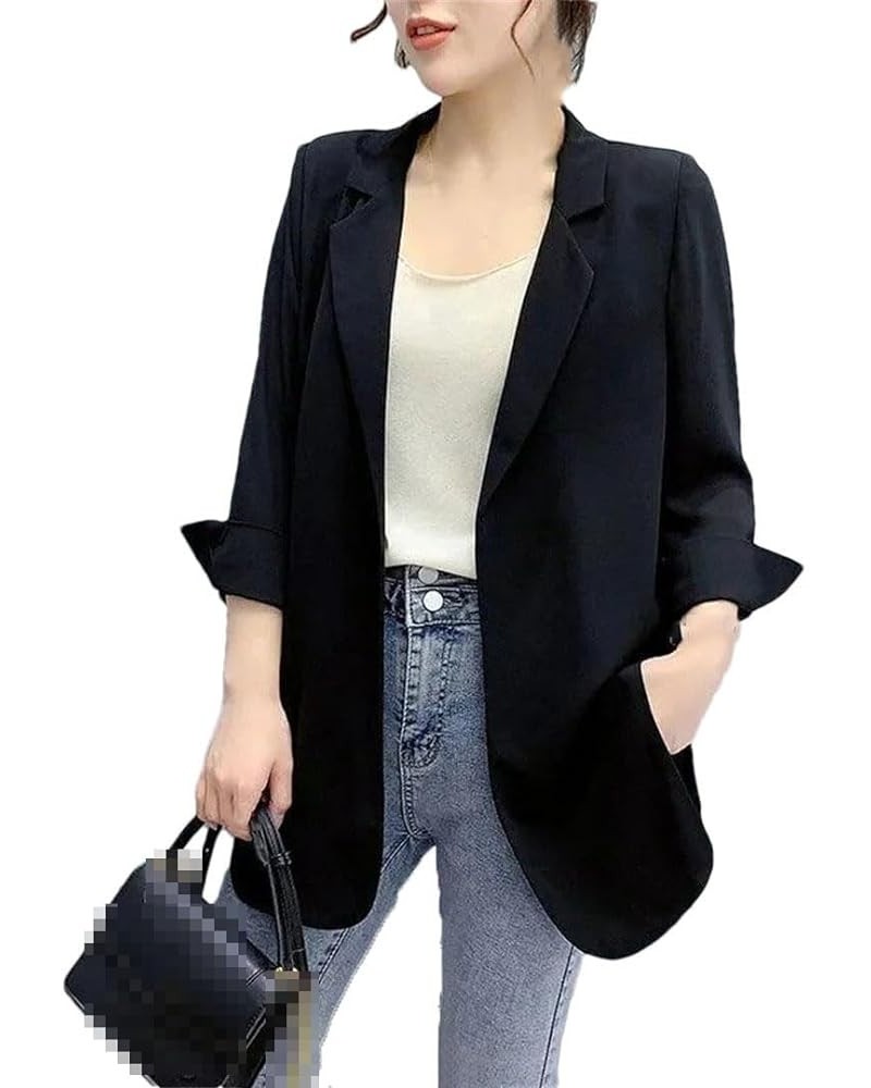 Women Chiffon Thin Loose Spring Summer Autumn Casual Office Work Blazer Jacket Black $25.10 Blazers