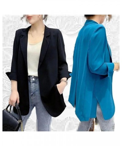 Women Chiffon Thin Loose Spring Summer Autumn Casual Office Work Blazer Jacket Black $25.10 Blazers