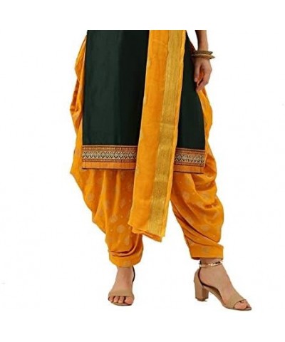 Ready To Wear Indian Pakistani Cotton Ethnic Wear Designer Punjabi Salwar Kameez Patiala Suit for Women Green1 $31.50 Suits